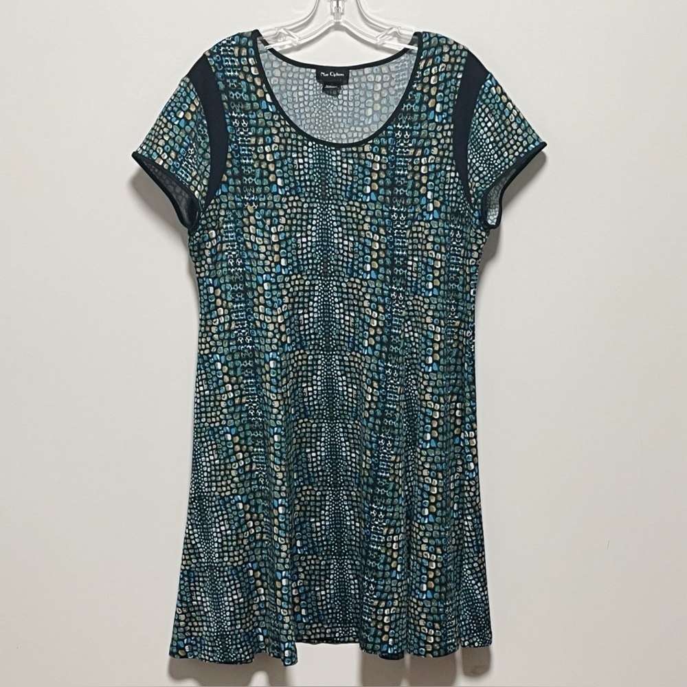 Nue Options vibrant mosaic pattern short sleeve stylish versatile tunic dress